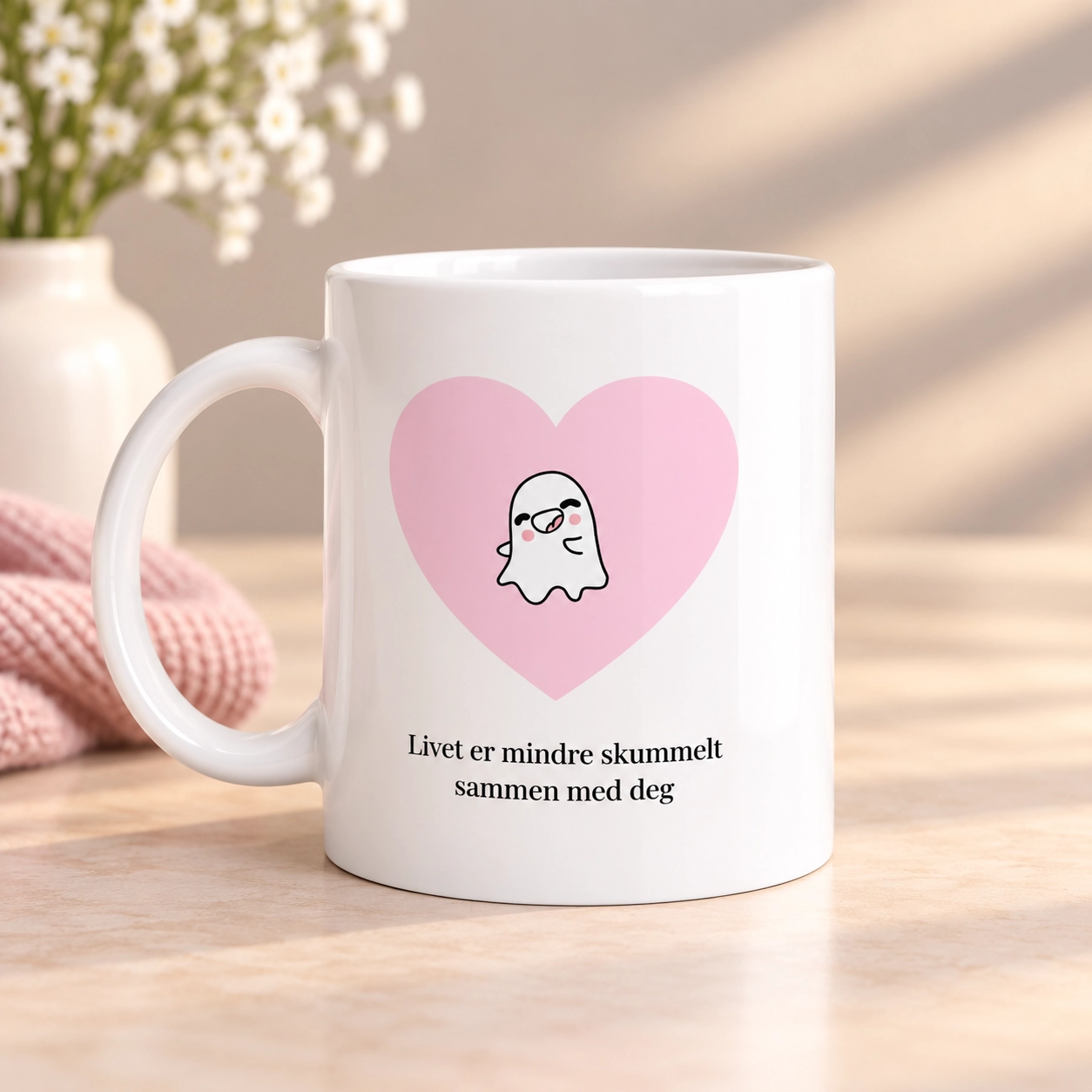 Mindre skummelt. Rosa - krus
